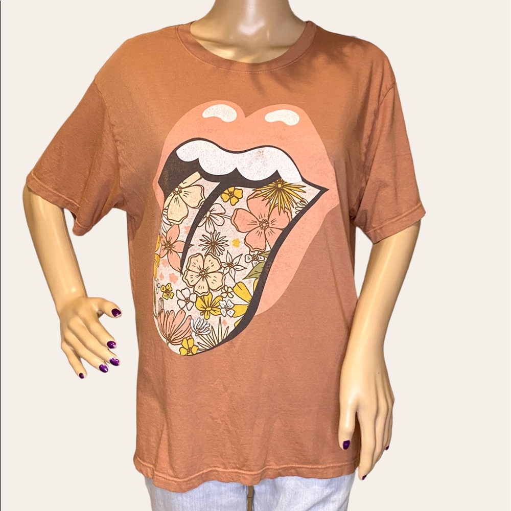 Daydreamer for Free People Rolling Stones Logo Floral Flowers Tongue Small EUC